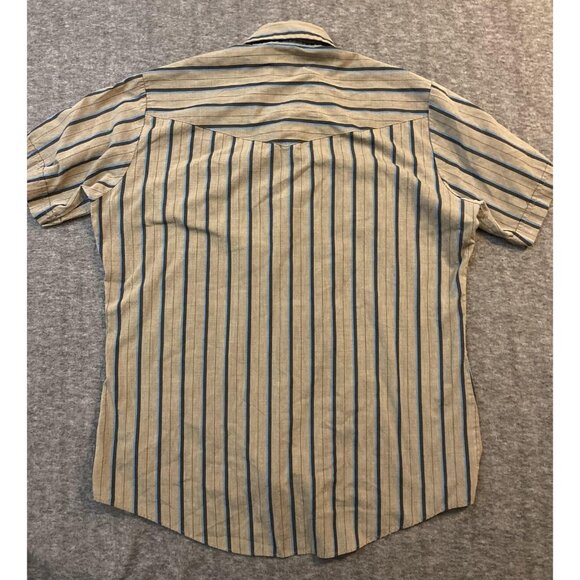 Ely Cattleman Shirt Mens X-Large Beige Stripe Short Sleeve Pearl Snap Western - Picture 7 of 7
